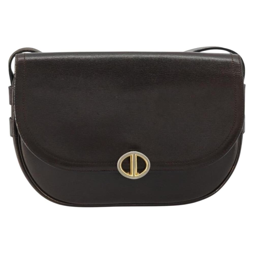 Dior Leather Shoulder Bag Dark Brown